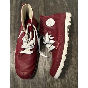 Palladium Men’s Red Burgundy Lugged Sneakers High Top Canvas Shoes Size 11 M